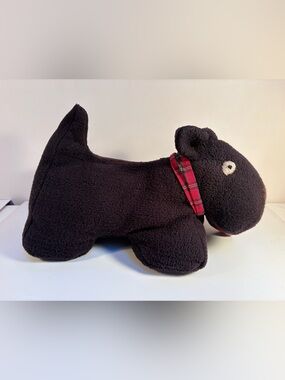 Vintage Gap Black Plush Scottie Dog Stuffed Animal with Plaid Collar
